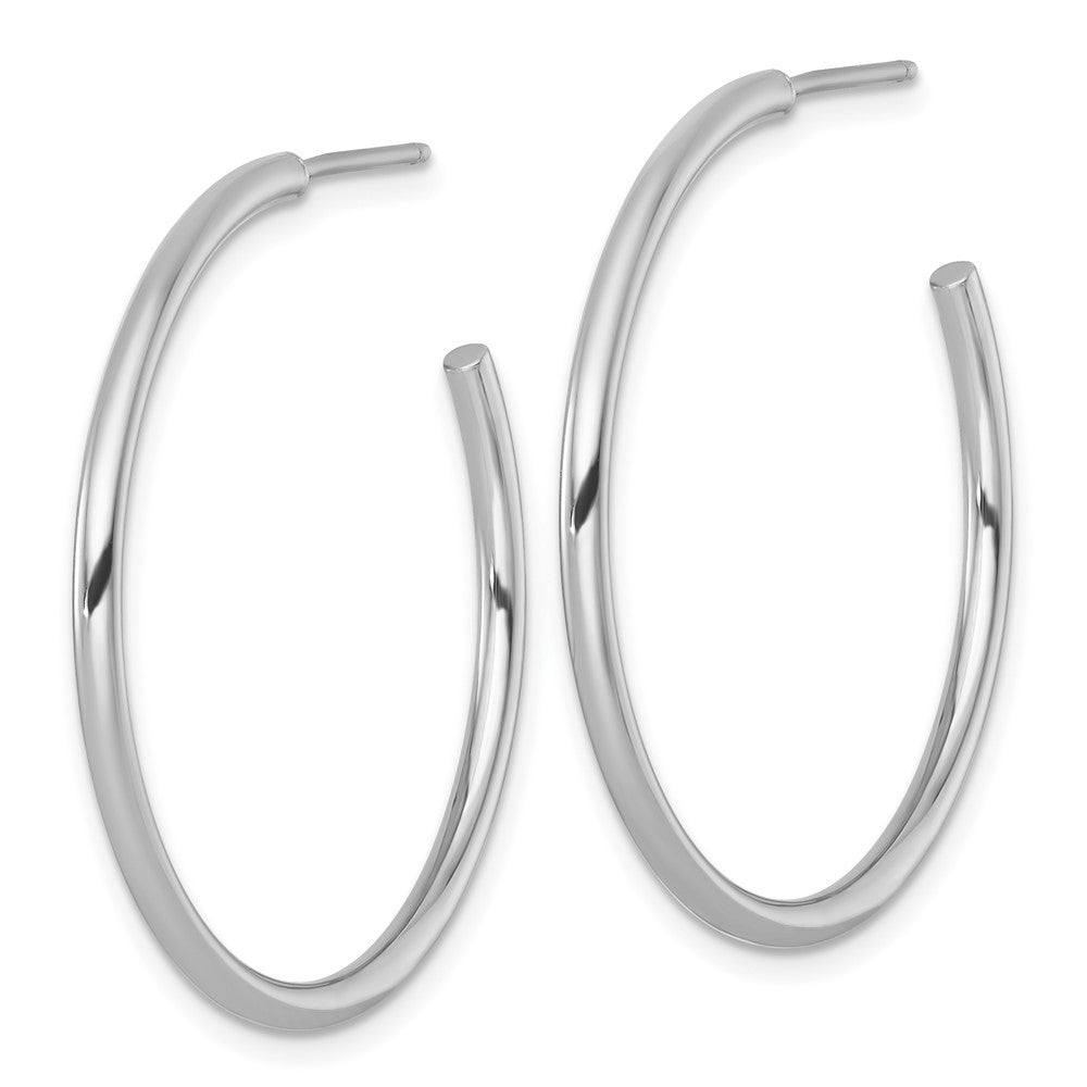 14k White Gold Polished 2 x 35mm Tube C-Hoop Earrings
