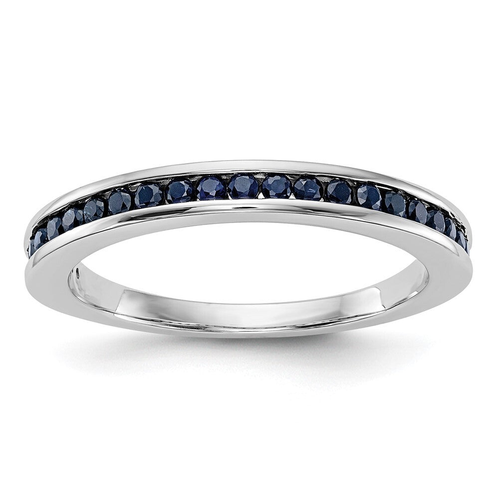 14k White Gold Blue Sapphire Complete Channel Band Size 7