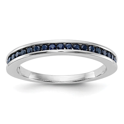 14k White Gold Blue Sapphire Complete Channel Band Size 7