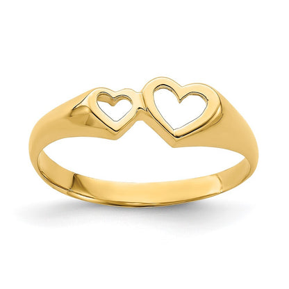 14K Yellow Gold Double Heart Cut-Out Ring