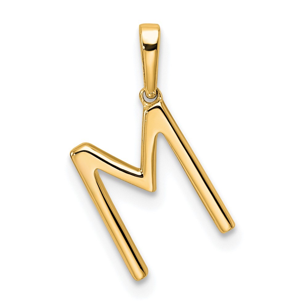 14k Yellow Gold Diamond Letter M Initial Pendant