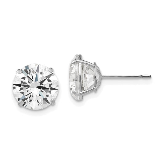 14k White Gold 9mm Round CZ Earrings