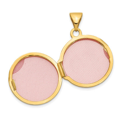 14k Yellow Gold 16mm Round Locket Pendant with Scroll Design for Women