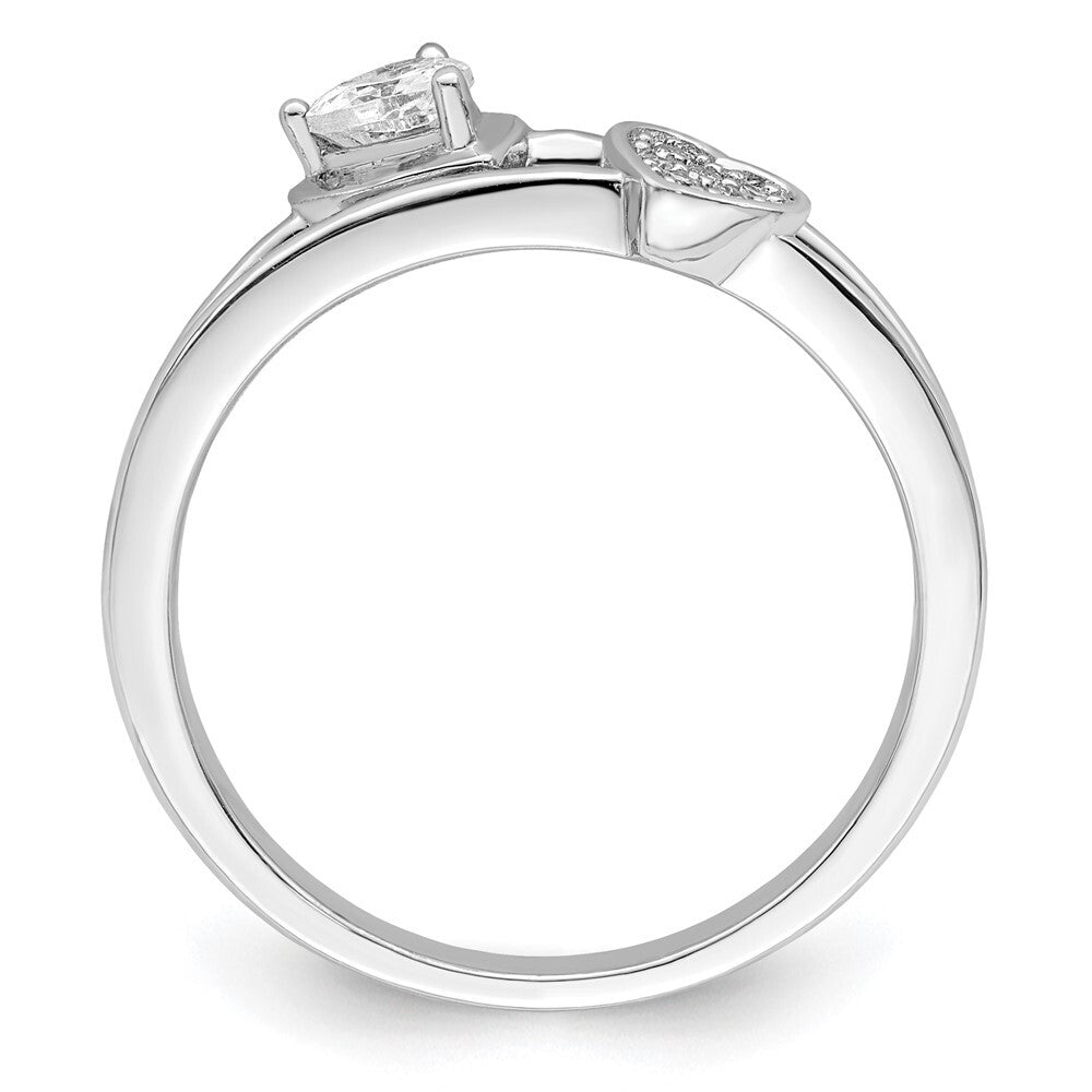 Sterling Silver Rhodium plated CZ Hearts Ring Size 7