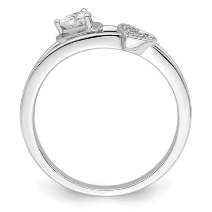 Sterling Silver Rhodium plated CZ Hearts Ring Size 7