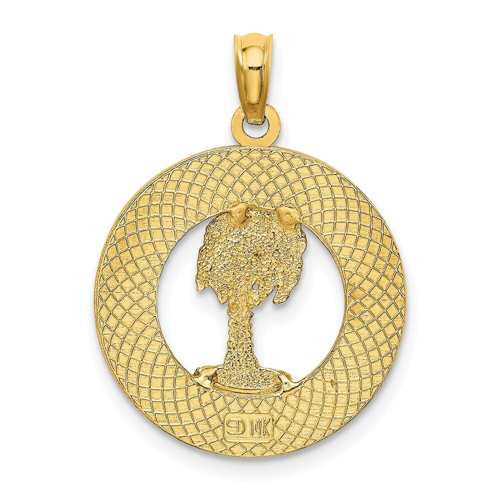 14k Yellow Gold BEAUFORT SC Palm Tree Charm Pendant for Women