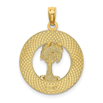 14k Yellow Gold BEAUFORT SC Palm Tree Charm Pendant for Women