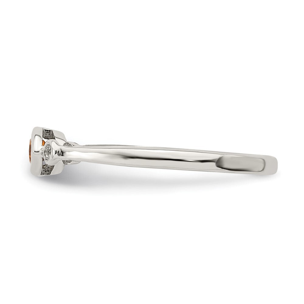 Sterling Silver Rhodium-plated Polished Citrine and White Topaz Ring Size 8
