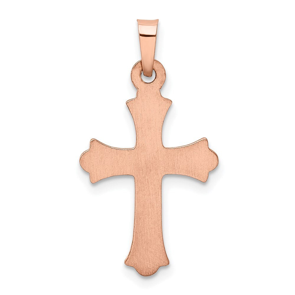 14k Rose Gold Heart Hollow Cross Pendant for Women