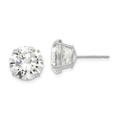 14k White Gold 10mm Round CZ Earrings