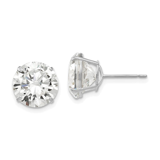 14k White Gold 10mm Round CZ Earrings