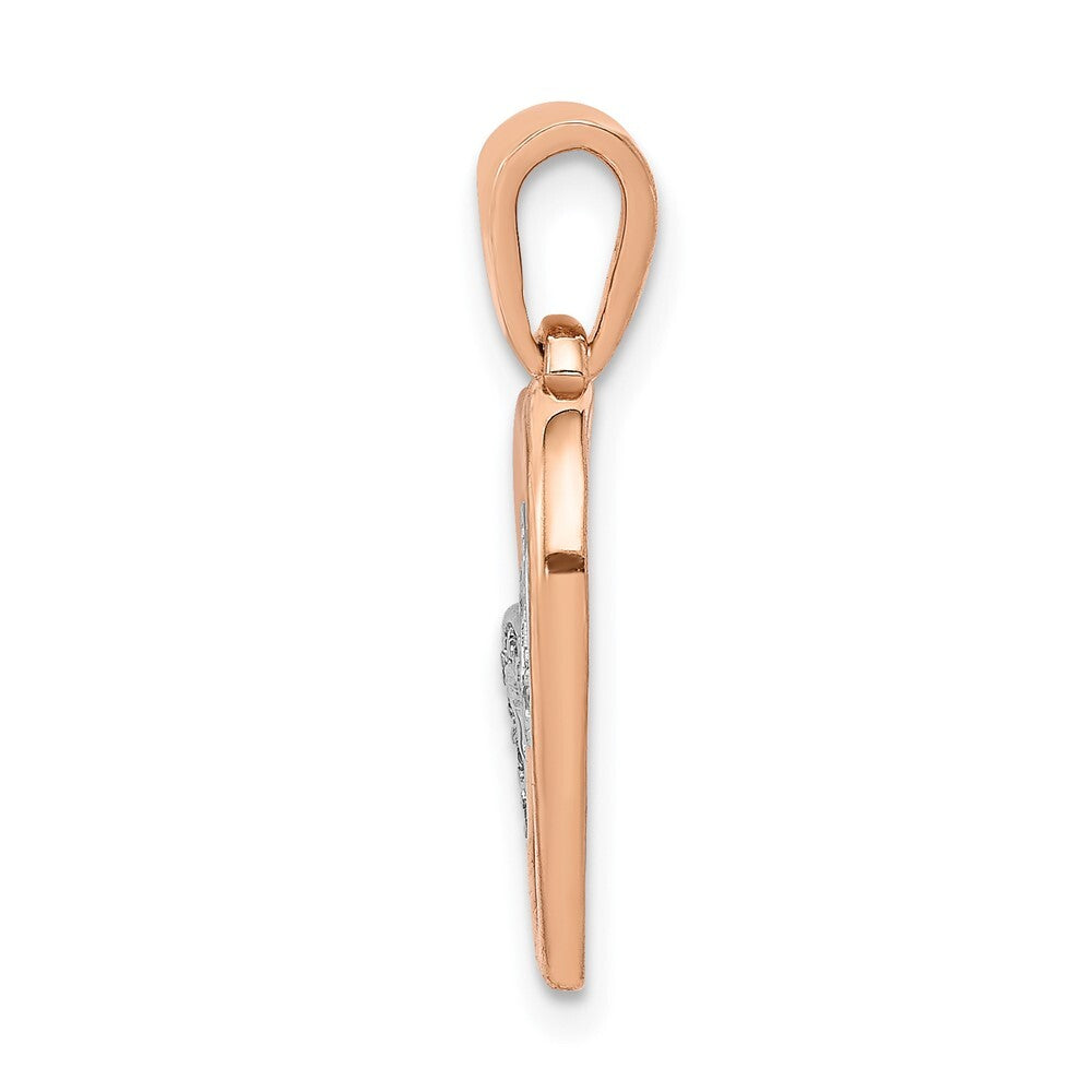 14k Rose Gold  Rhodium Diamond Entwined Hearts Pendant for Women