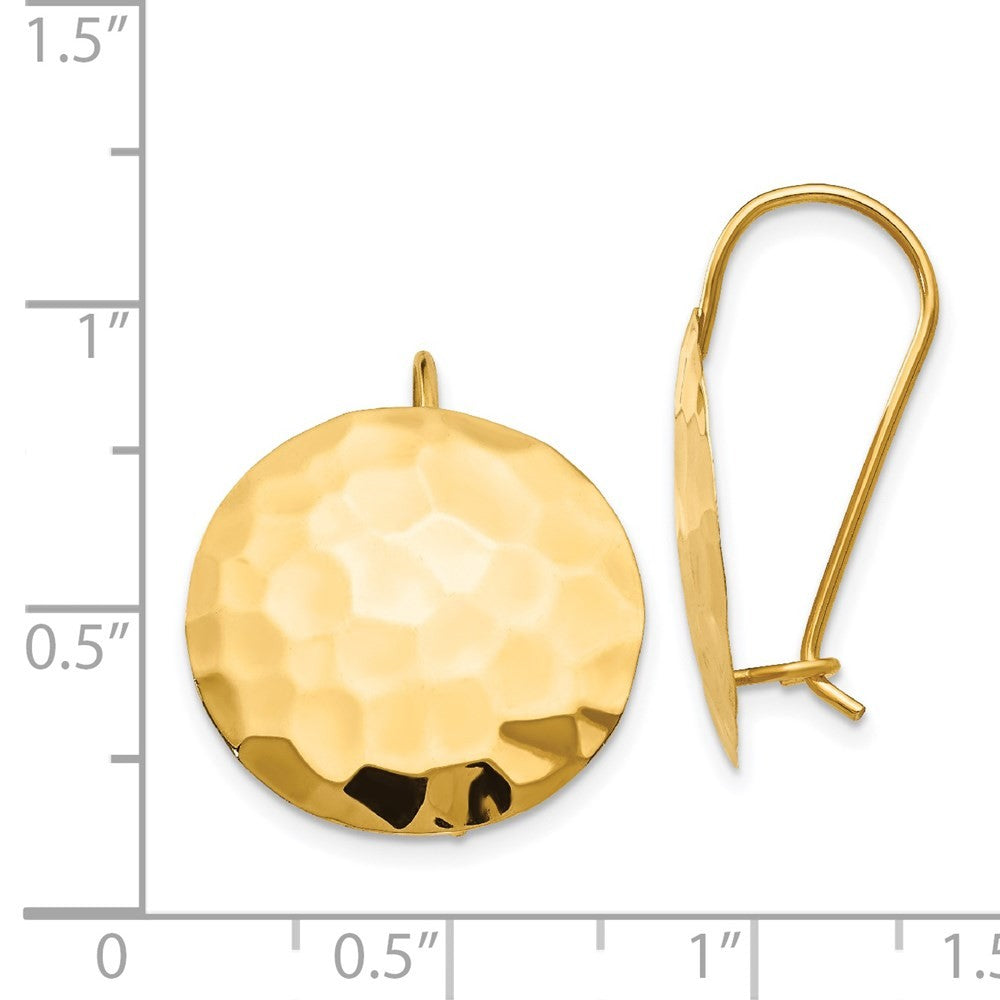 14k Yellow Gold Hammered Circle Earrings