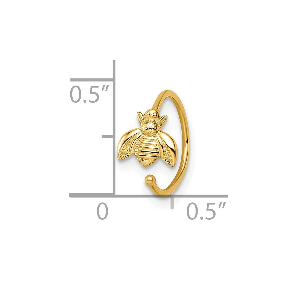 14k Yellow Gold 18 Gauge Bumble Bee Nose Ring / Ear Cuff