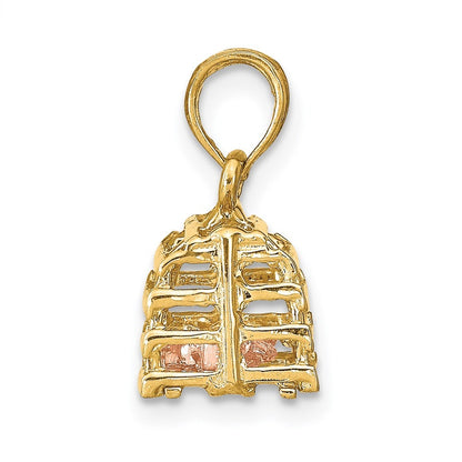 14K Two-tone Gold Moveable 3-D Lobster(Pink)In Trap