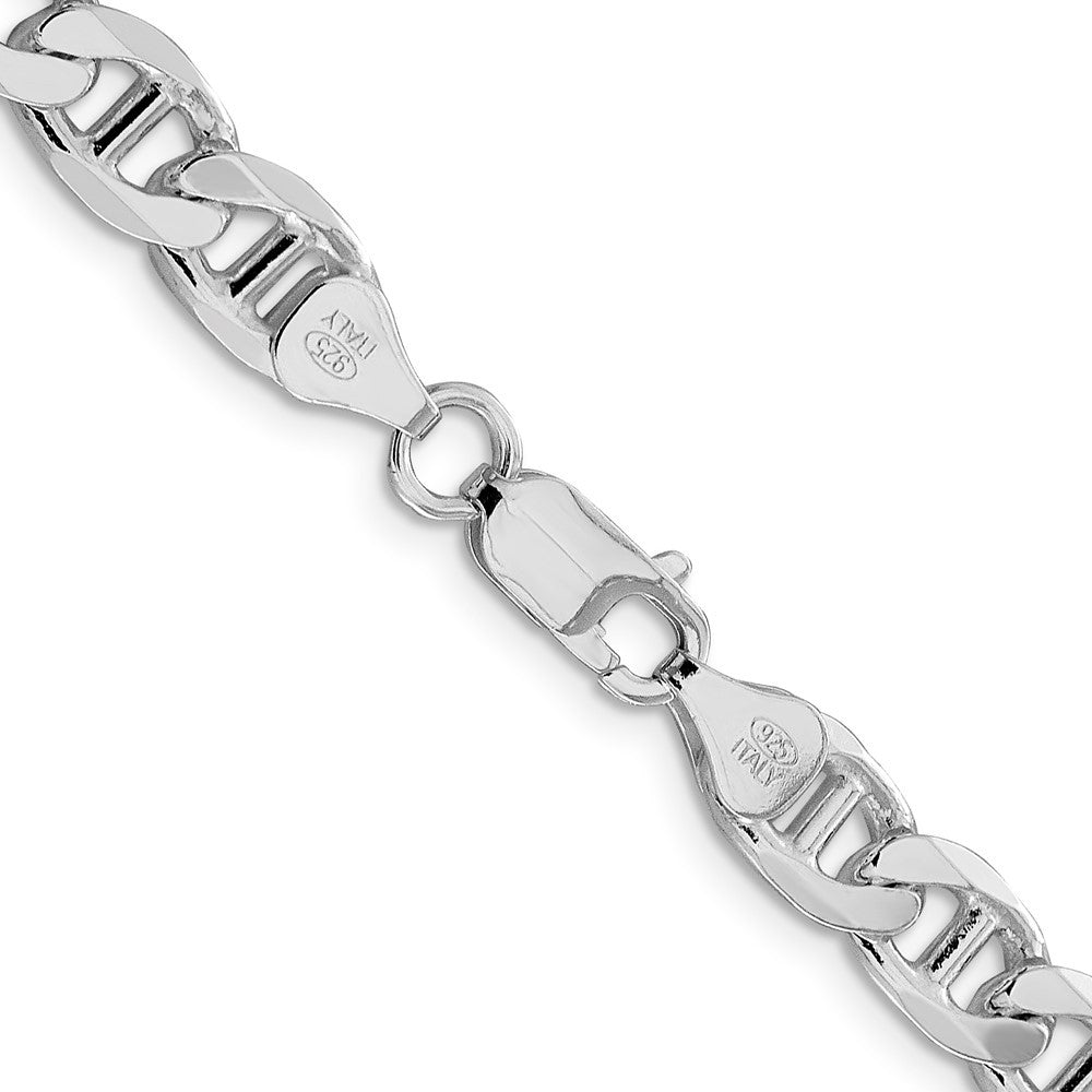 Sterling Silver Rhodium-plated 7.5mm Figaro Anchor Chain Necklace