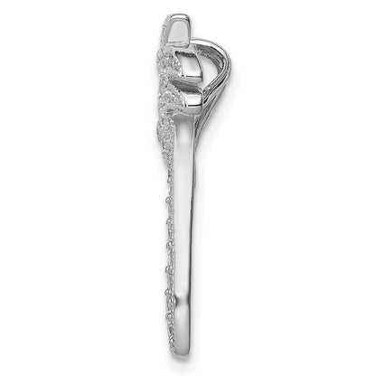 Sterling Silver Rhodium-plated Cubic Zirconia Palm Tree Chain Slide