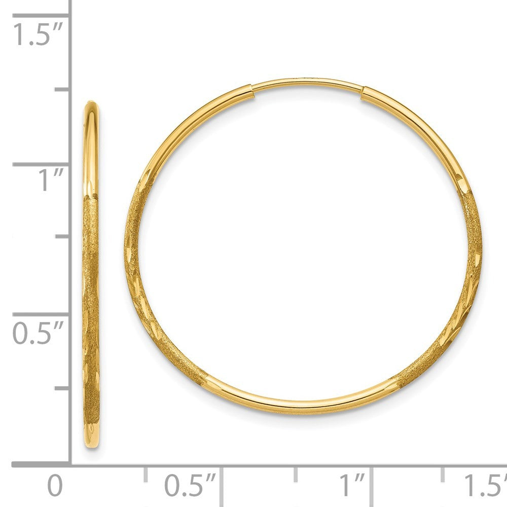 14k Yellow Gold 1.25mm Diamond-cut Endless Hoop Earring