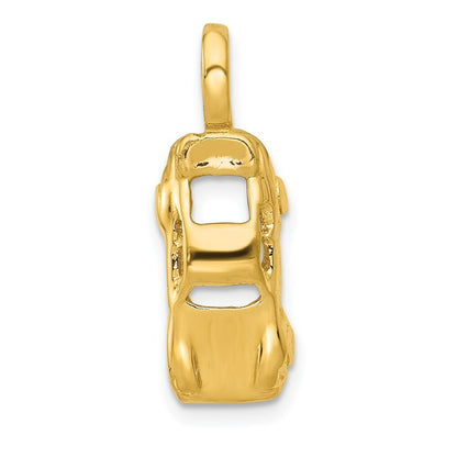 14k Yellow Gold 3D Sports Car Charm Pendant for Women