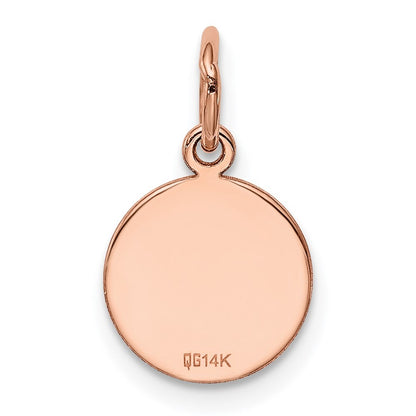 14k Rose Gold Plain .018 Gauge Circular Engraveable Disc Charm Pendant