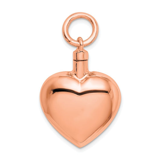 Sterling Silver Rose Gold-tone Polished Heart Ash Holder Pendant