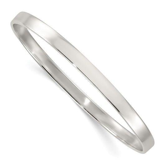 Sterling Silver Polished 5.00mm Flat Slip-on Bangle Bracelet