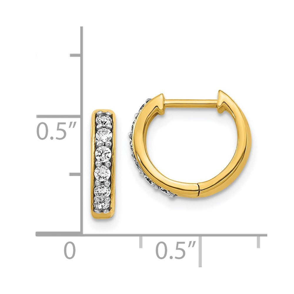 14k Yellow Gold Diamond Hinged Hoop Earrings