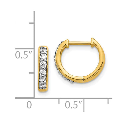 14k Yellow Gold Diamond Hinged Hoop Earrings