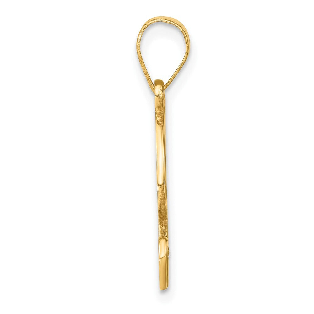 14k Yellow Gold Script Letter F Initial Pendant with Diamond for Women