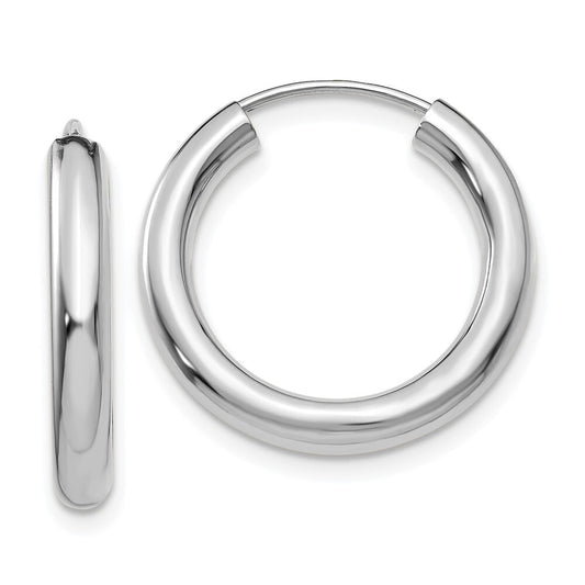 14k White Gold Polished Endless Tube Hoop Earrings Gift for Women