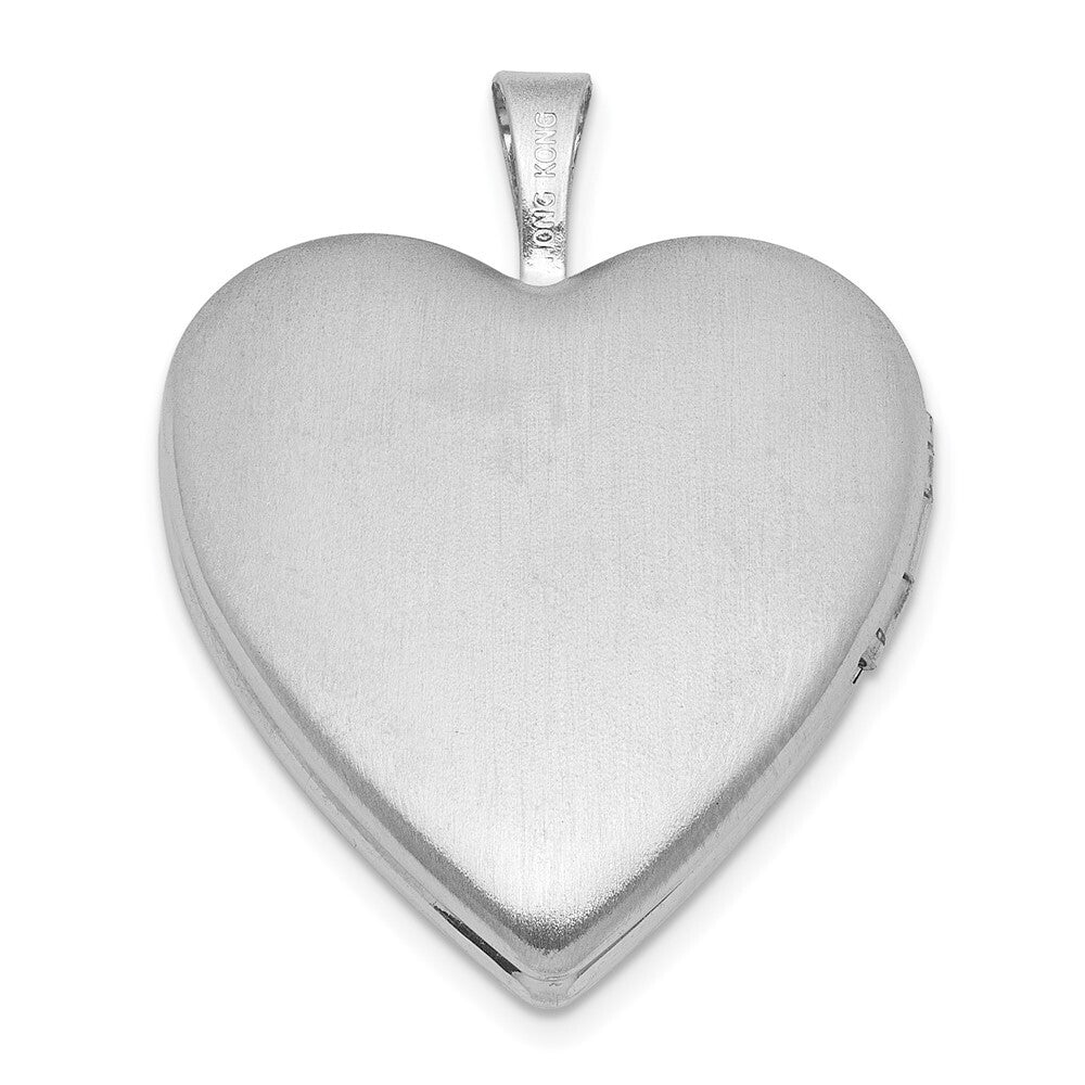 SS RH-pl Brushed And Polished Blue Cross Resin Cameo 20mm Heart Locket