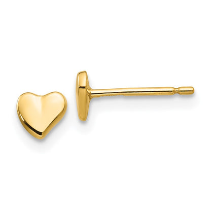 14k Yellow Gold Polished Heart Stud Earrings Gift for Women