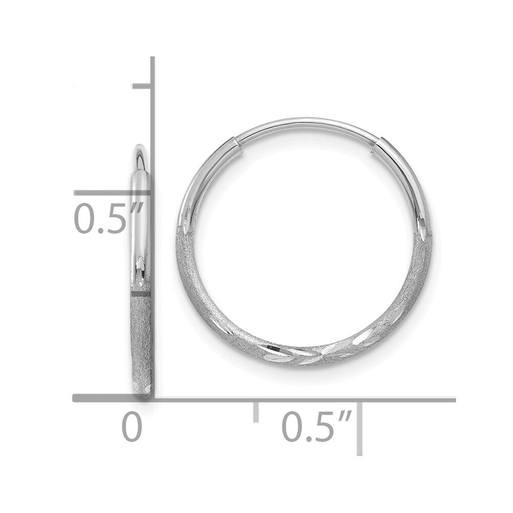 14K White Gold 1.25mm Diamond-cut Endless Hoop Earring Gift for Women