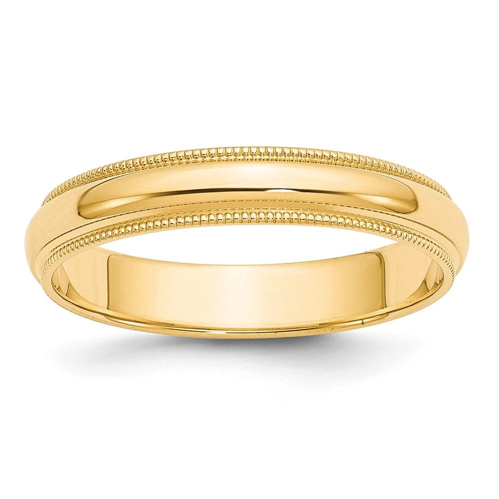 14k Yellow Gold  4mm Milgrain Half Round Wedding Band Ring Size 9.5