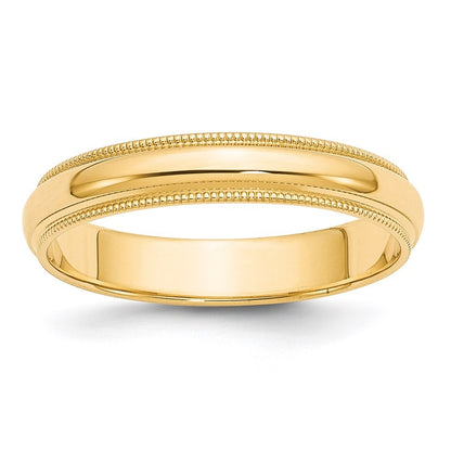 14k Yellow Gold  4mm Milgrain Half Round Wedding Band Ring Size 9.5