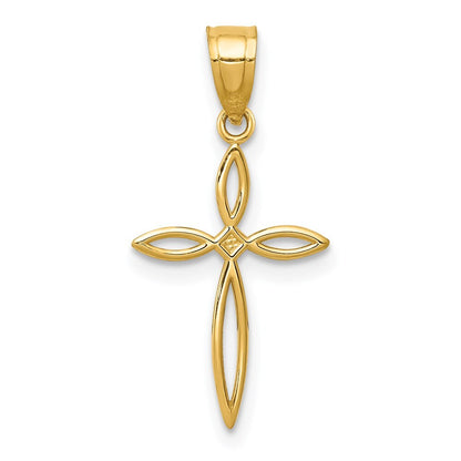 14k Yellow Gold Passion Cross Charm Pendant for Women