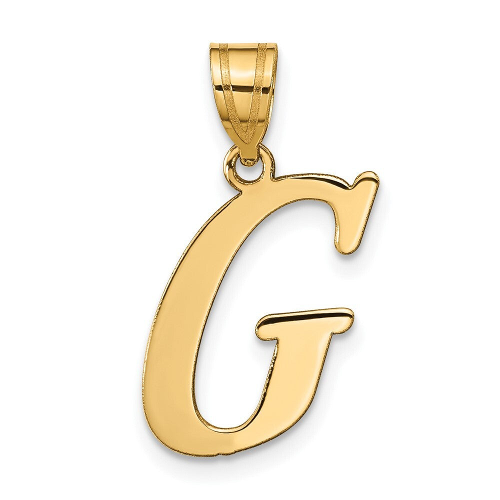 14k Yellow Gold Polished Letter G Initial Pendant for Women