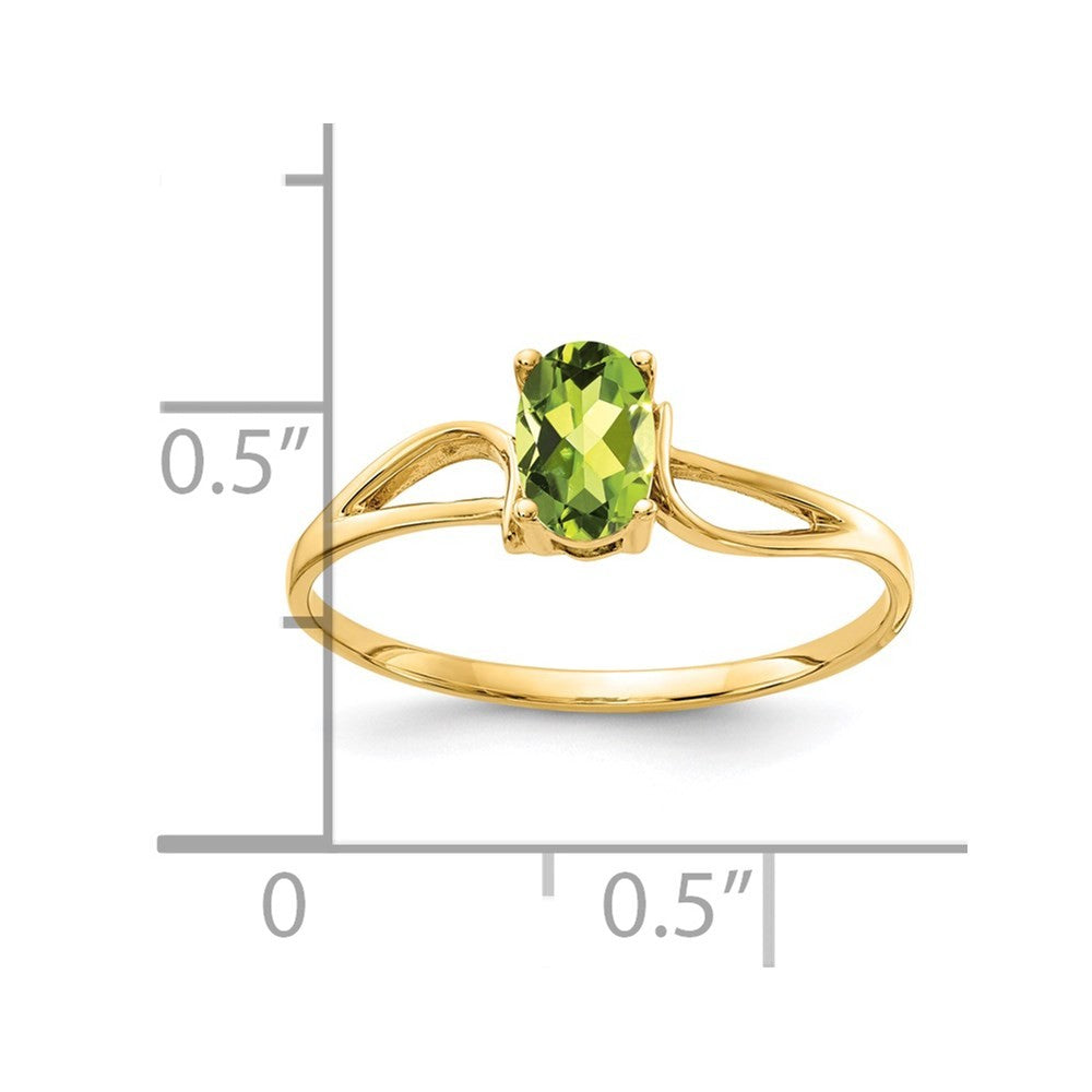 14k Yellow Gold 6x4mm Oval Peridot ring