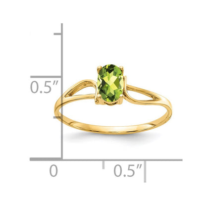 14k Yellow Gold 6x4mm Oval Peridot ring