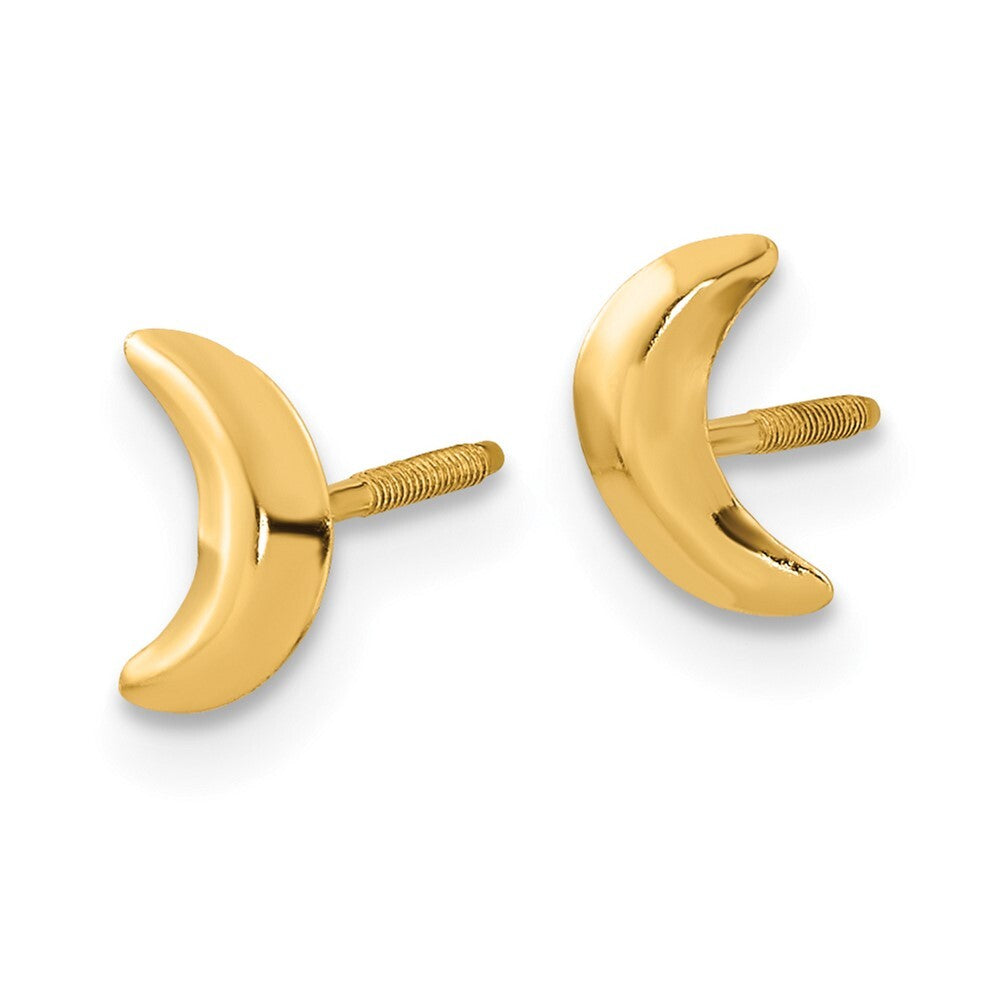 14k Yellow Gold Moon Stud Earrings
