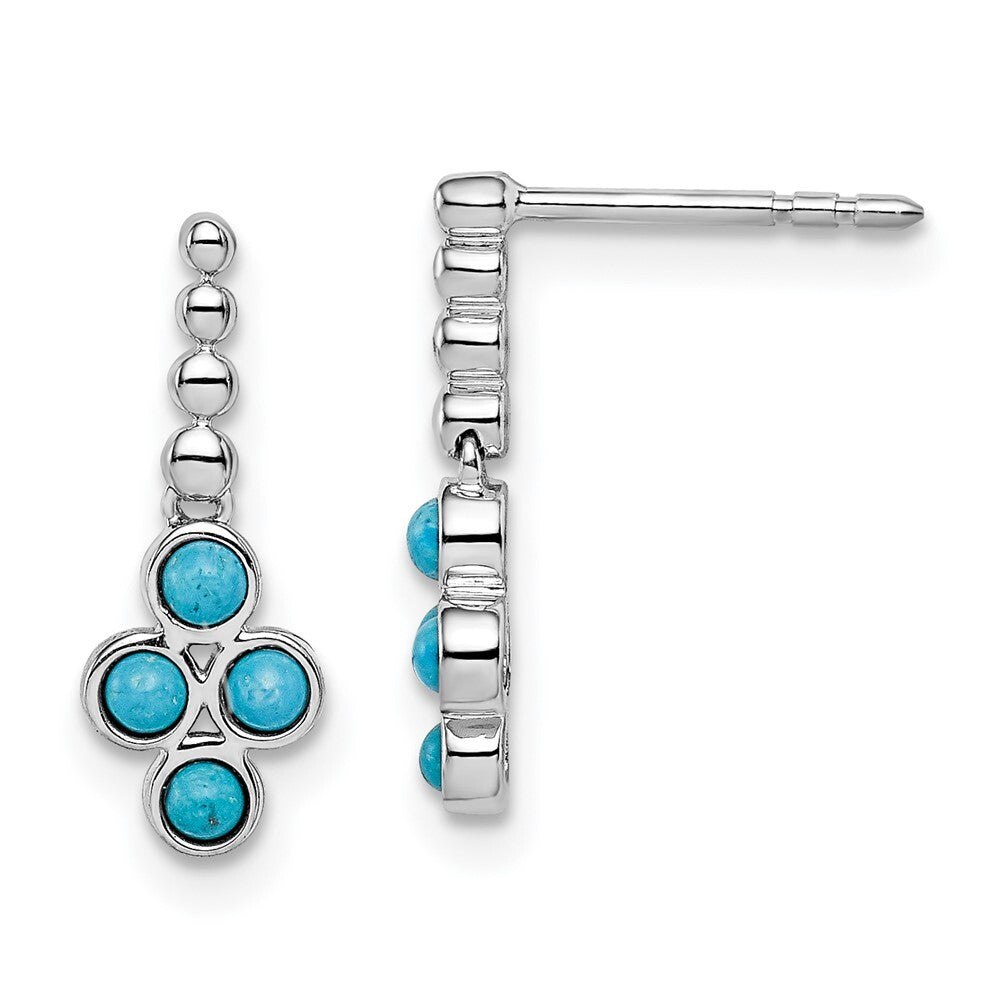 14k White Gold Turquoise Stud Earrings Gift for Women