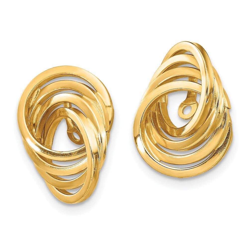 14k Yellow Gold Polished Love Knot Earring Jackets Gift for Women