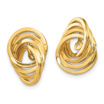 14k Yellow Gold Polished Love Knot Earring Jackets Gift for Women