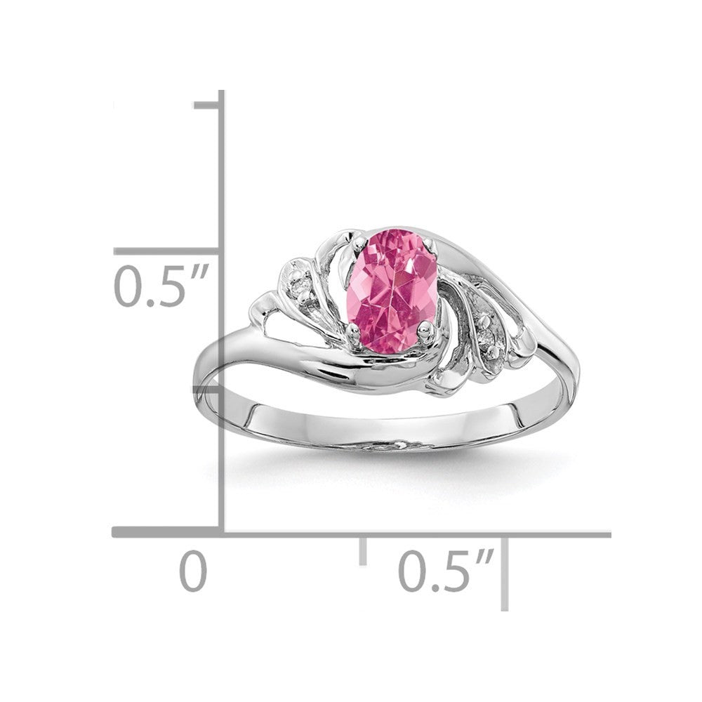 14k White Gold 6x4mm Oval Pink Tourmaline Diamond ring