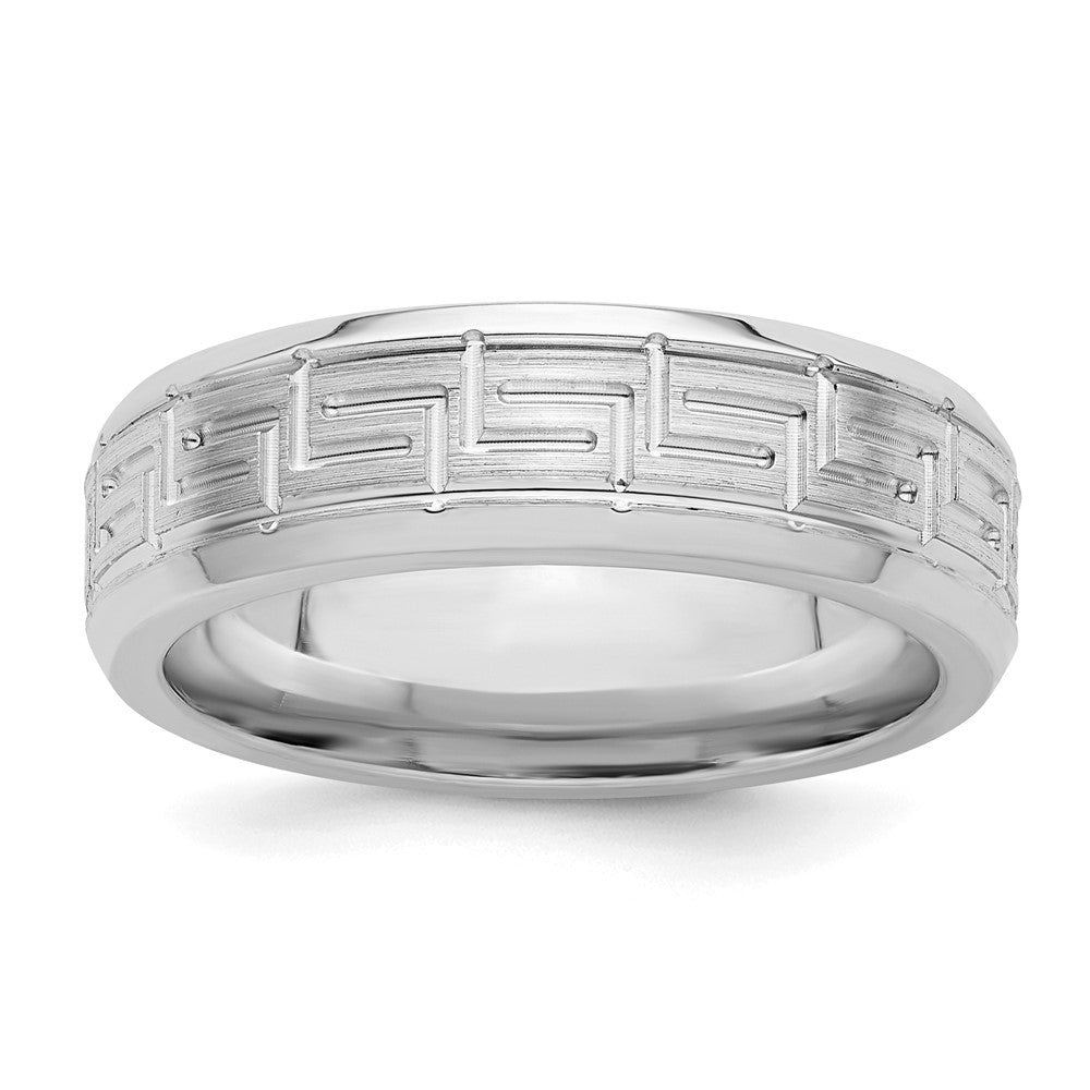 Sterling Silver Rhodium-plated 6mm Brushed Fancy Band Ring Size 11