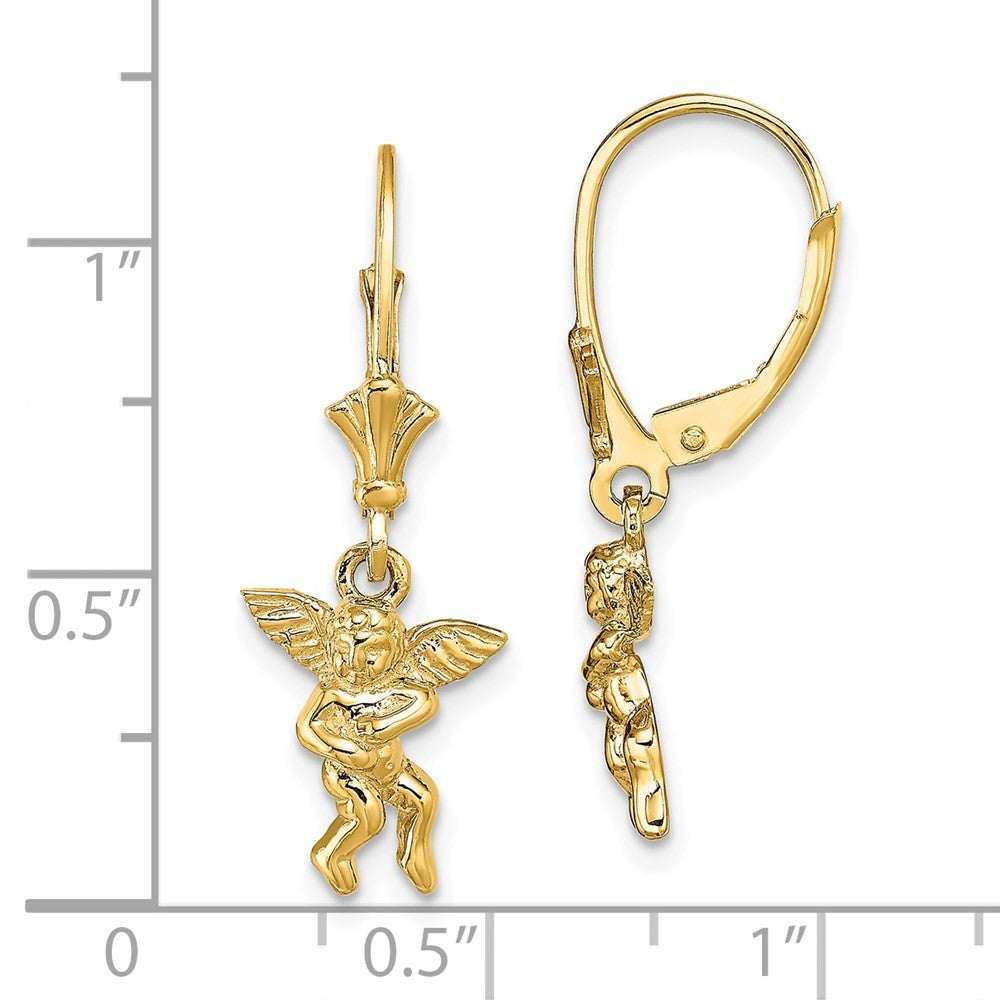 14k Yellow Gold Angel Drop Dangle Earrings