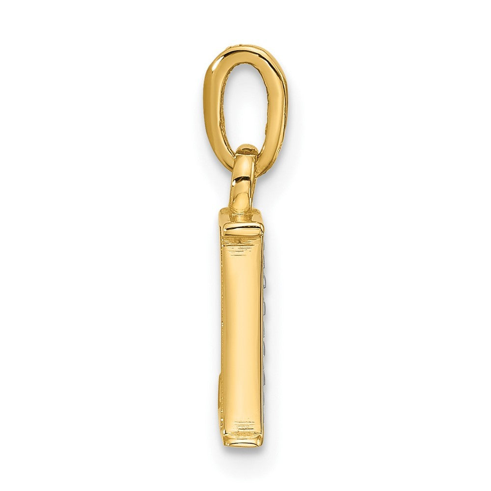 14k Yellow Gold with Rhodium Diamond Letter L Initial Pendant