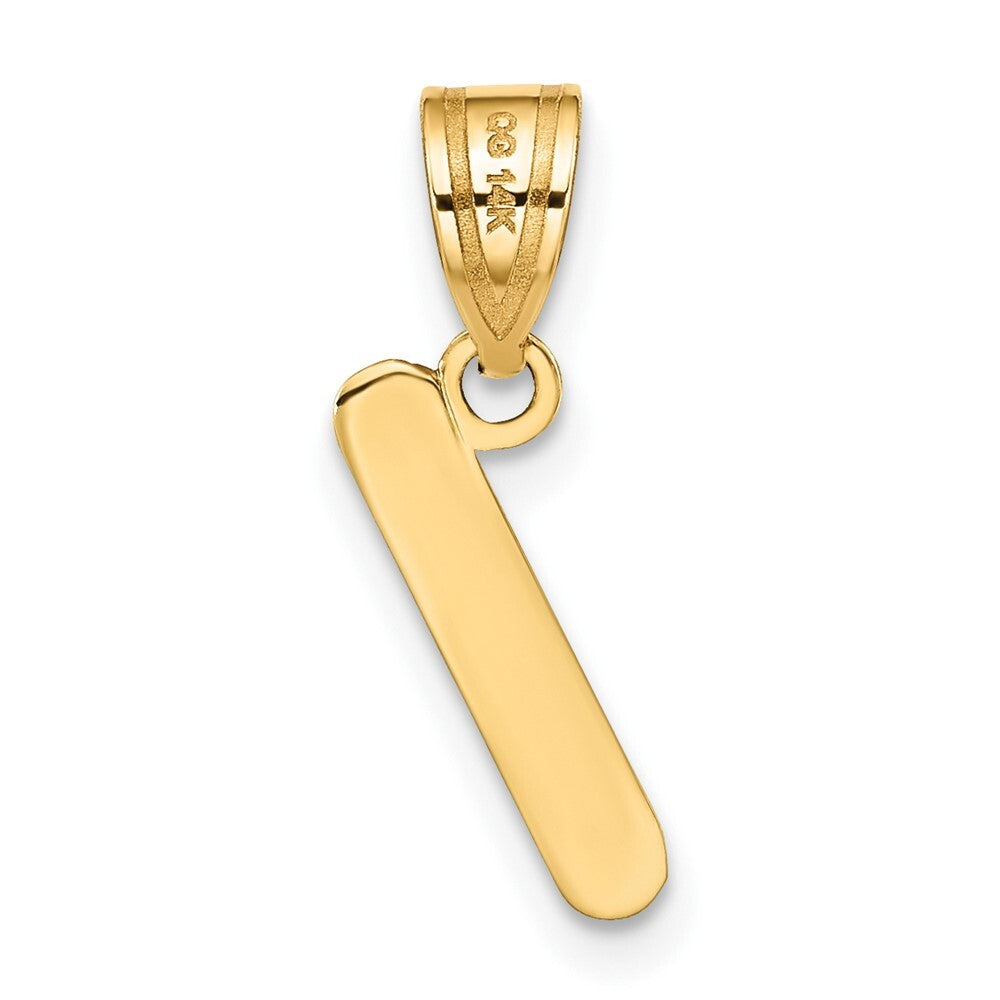14k Yellow Gold Polished Bubble Letter I Initial Pendant for Women