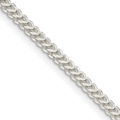 Sterling Silver 2mm Diamond-Cut Square Franco Chain Necklace