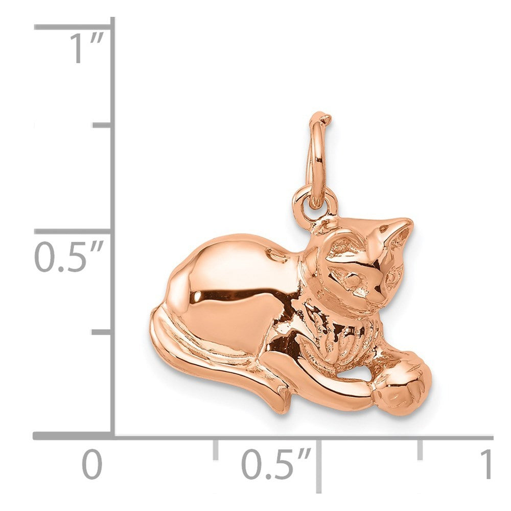 14k Rose Gold Solid Polished Open-Backed Cat Charm Pendant